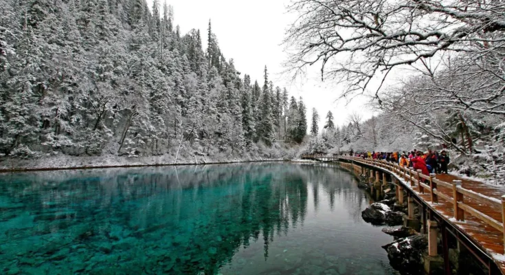 Discover- the -mesmerizing- beauty -of Jiuzhaigou- Valley,- where -vibrant -lakes